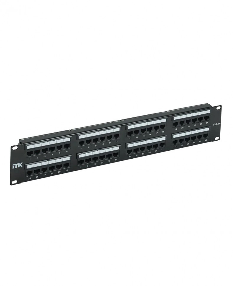 Патч-панель ITK UTP 48 портов, RJ45, кат.5e, 19", 2U, dual IDC