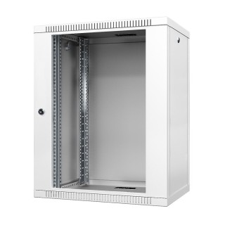 Шкаф настенный 19", 18U, 600x600x905мм, стеклянная дверь, разборный, серый