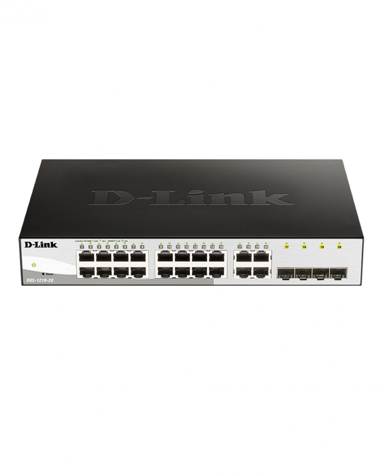Коммутатор гигабитный управляемый D-Link DGS-1210-20 с 16 портами 10/100/1000Base-T и 4 комбо-портами 100/1000Base-T/SFP