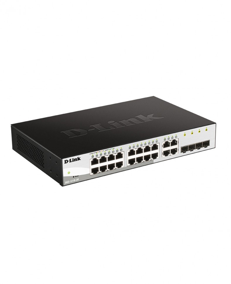 Коммутатор гигабитный управляемый D-Link DGS-1210-20 с 16 портами 10/100/1000Base-T и 4 комбо-портами 100/1000Base-T/SFP