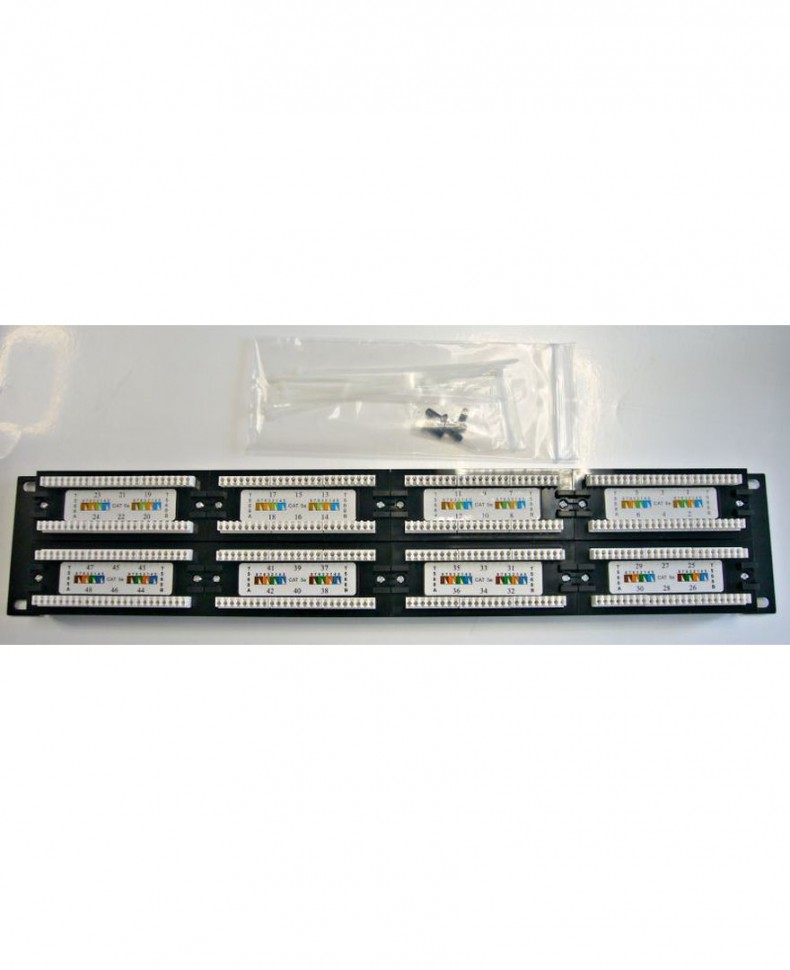 Патч-панель Netko UTP 48 портов, RJ45, 5e, 19", 2U, dual IDC