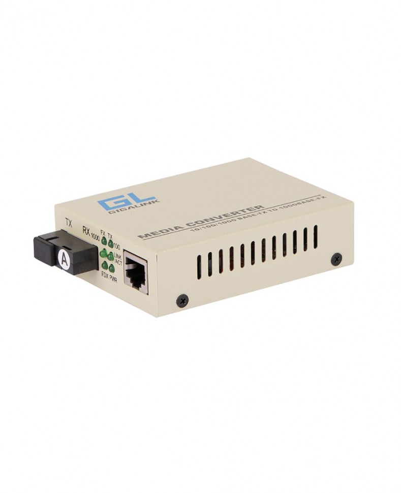 Медиаконвертер GIGALINK 10/100/1000 Base-TX - 1000Base-FX одноволоконный (WDM), SM, TX1310/RX1550, SC, 20 км