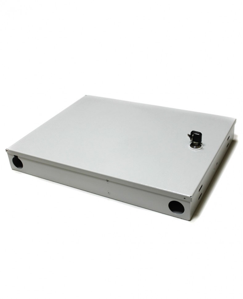 Оптический кросс настенный ШКО-НМн-16-SC 2 сменные планки на 8 SC, сплайс-кассета КУ-1, дверь с замком, металлический