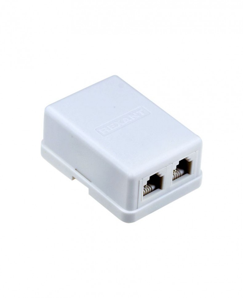 Розетка телефонная настенная 2 порта RJ-11 (6P4C), белая