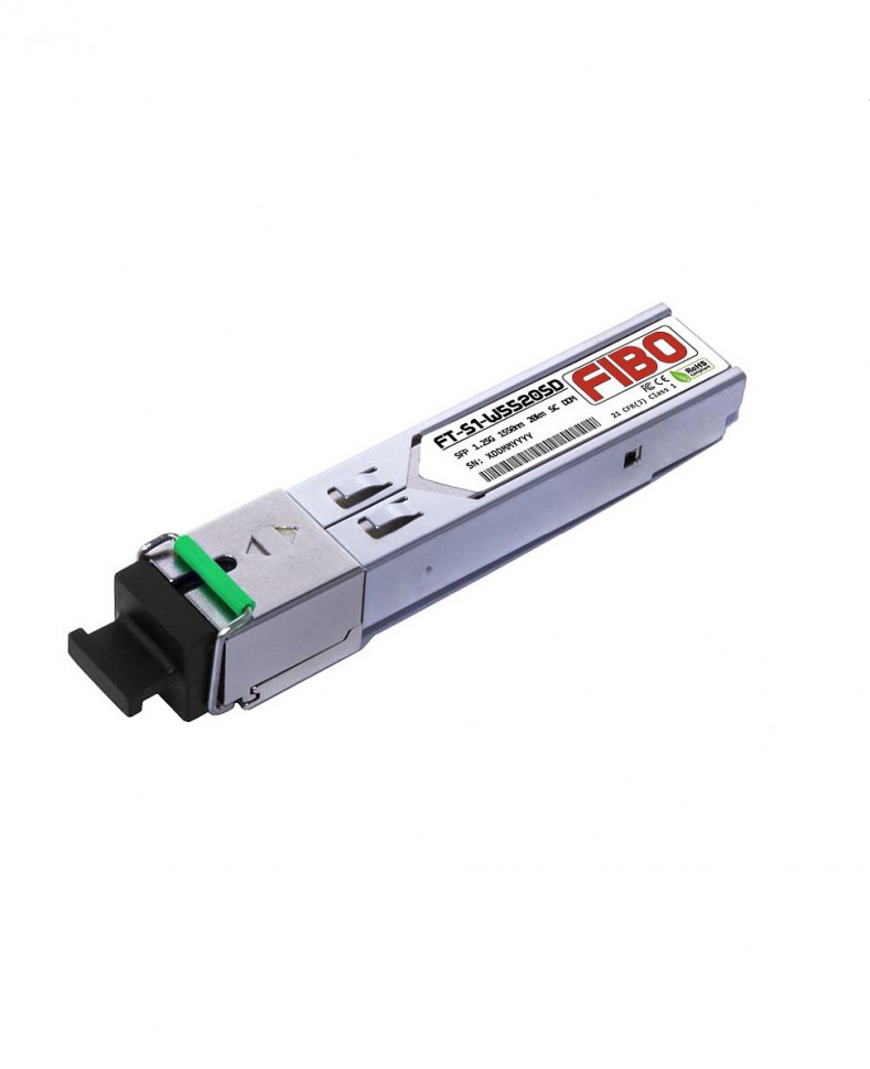 Модуль SFP FIBO WDM 1000BASE-LX, одноволоконный, SM, TX1550/RX1310, DDM, SC, 20 км