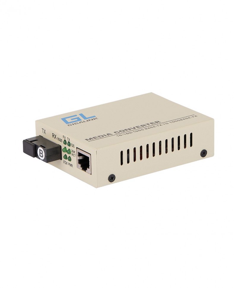 Медиаконвертер GIGALINK 10/100/1000 Base-TX - 1000Base-FX одноволоконный (WDM), SM, TX1550/RX1310, SC, 20 км