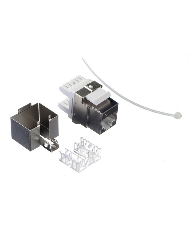 Модуль Keystone экранированный RJ-45 (8P8C), кат.6, DUAL IDC, 180°, белый, под инструмент Модуль Keystone экранированный RJ-45 (8P8C), кат.6, DUAL IDC, 180°, белый, под инструмент