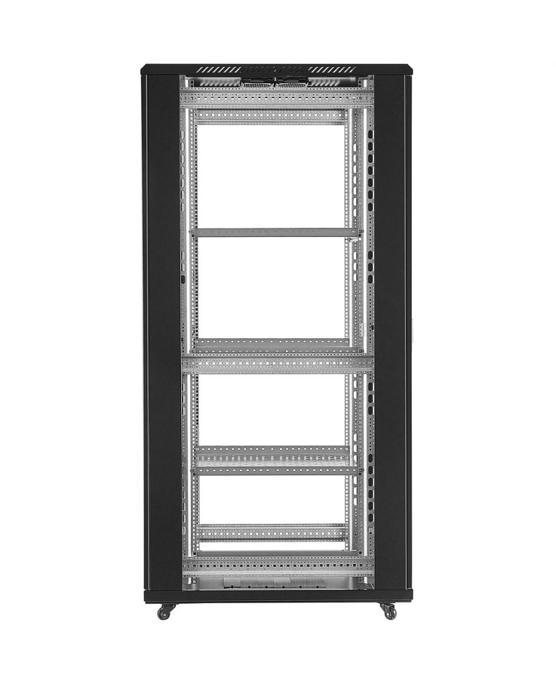 Шкаф напольный 19", 42U, 600х1000x2054мм, стекл. дверь, чёрный