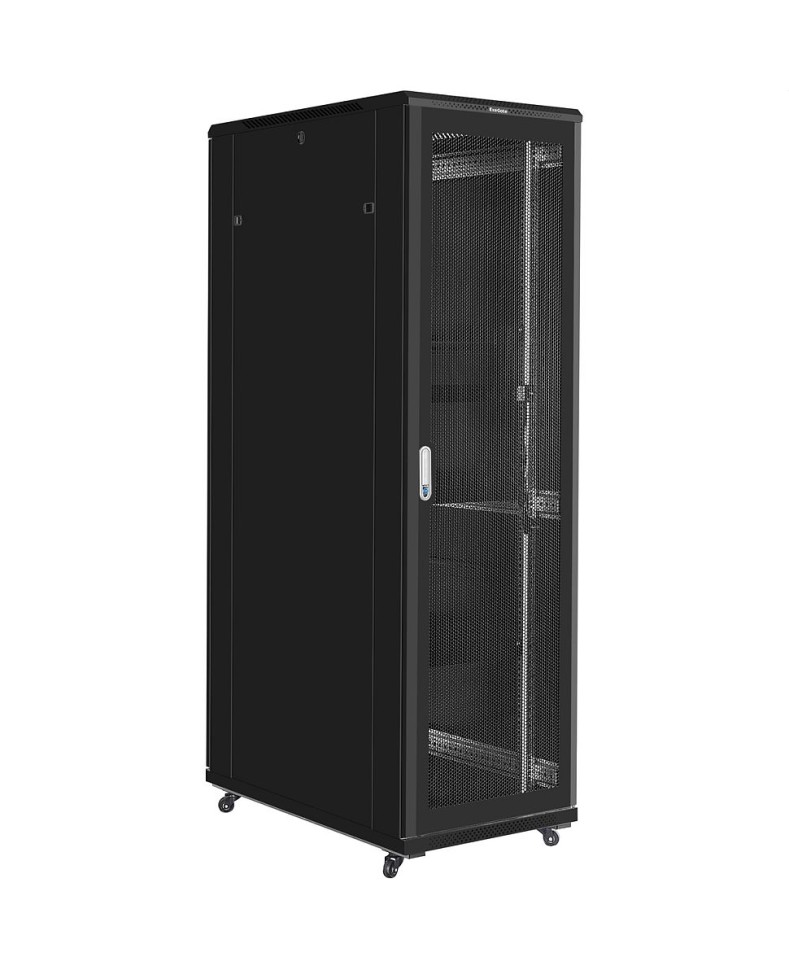 Шкаф напольный 19", 42U, 600х1000x2054мм, стекл. дверь, чёрный