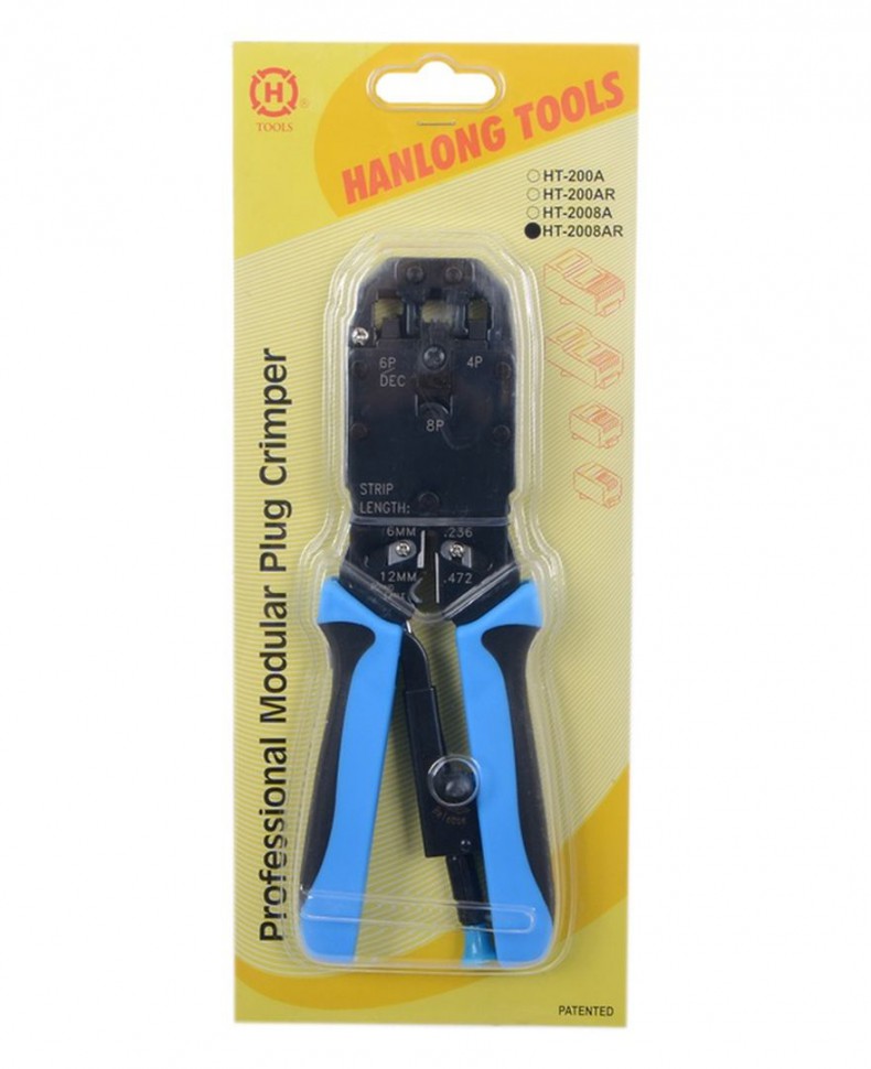 Обжимной инструмент HT-2008AR 8p8c(RJ-45), 6p6c(RJ-12), 6p4c(RJ-11), 4p4c(RJ-9) , Hanlong