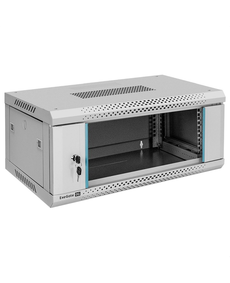 Шкаф настенный 19", 4U, 600x450x280мм, стеклянная дверь, разборный, серый Шкаф настенный 19", 4U, 600x450x280мм, стеклянная дверь, разборный, серый