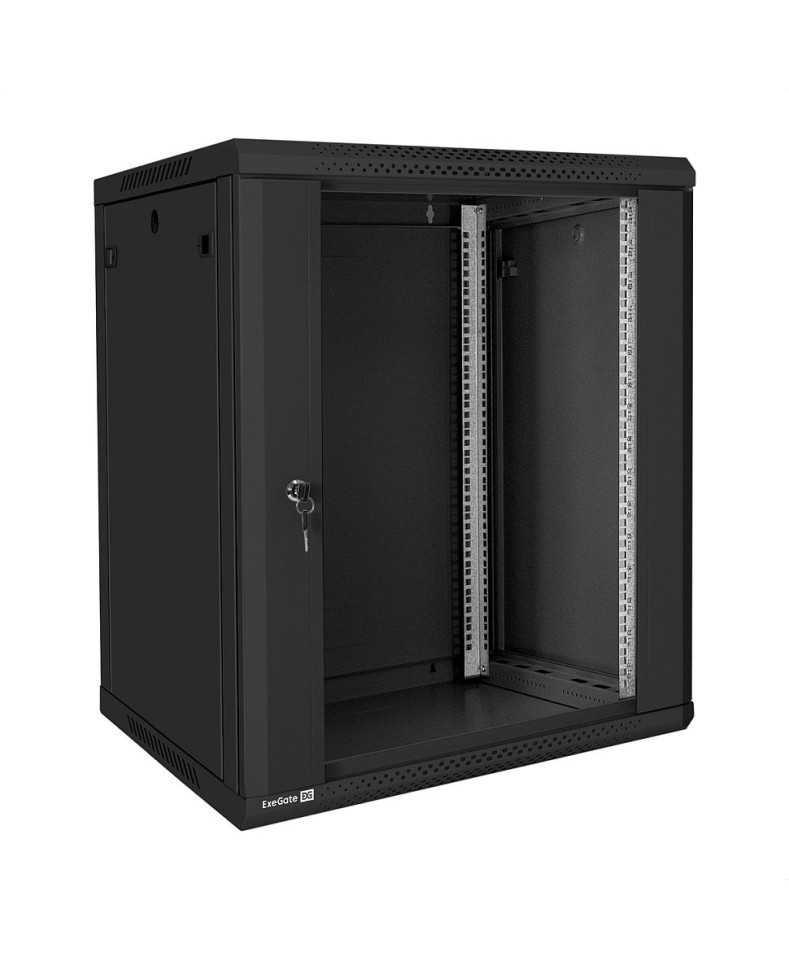 Шкаф настенный 19", 15U, 600x600x769мм, стеклянная дверь, разборный, черный Шкаф настенный 19", 15U, 600x600x769мм, стеклянная дверь, разборный, черный