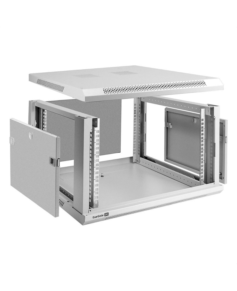Шкаф настенный 19", 6U, 600x600x370мм, стеклянная дверь, разборный, серый Шкаф настенный 19", 6U, 600x600x370мм, стеклянная дверь, разборный, серый
