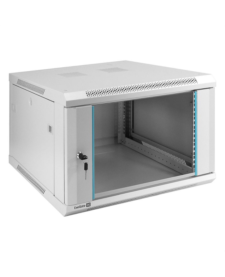 Шкаф настенный 19", 6U, 600x600x370мм, стеклянная дверь, разборный, серый Шкаф настенный 19", 6U, 600x600x370мм, стеклянная дверь, разборный, серый