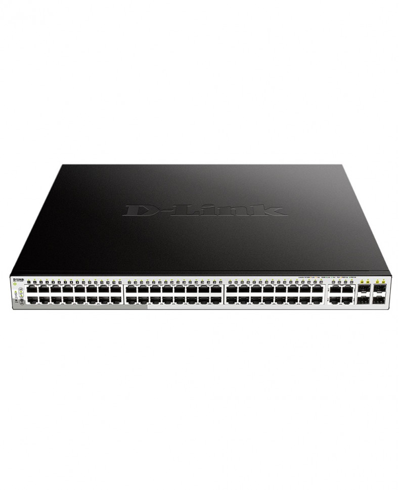 Коммутатор гигабитный управляемый D-Link DGS-1210-52MP/F с 48 портами 10/100/1000Base-T с поддержкой РоЕ и 4 комбо-портами 100/1000Base-T/SFP