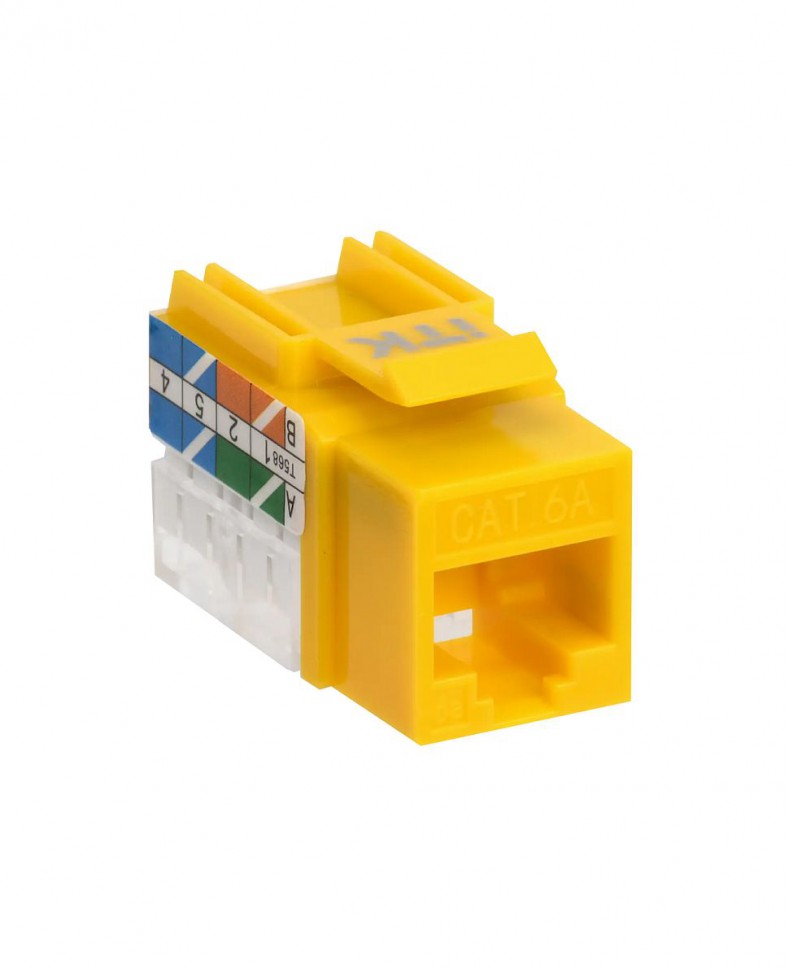 Модуль Keystone ITK RJ-45 (8P8C), кат.6A, IDC 110, 90°, желтый Модуль Keystone ITK RJ-45 (8P8C), кат.6A, IDC 110, 90°, желтый