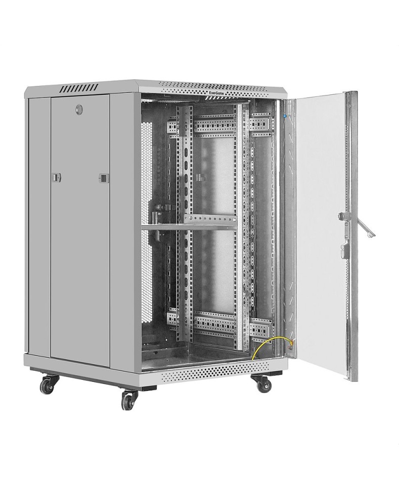 Шкаф напольный 19", 18U, 600х600x987мм, стекл. дверь, серый