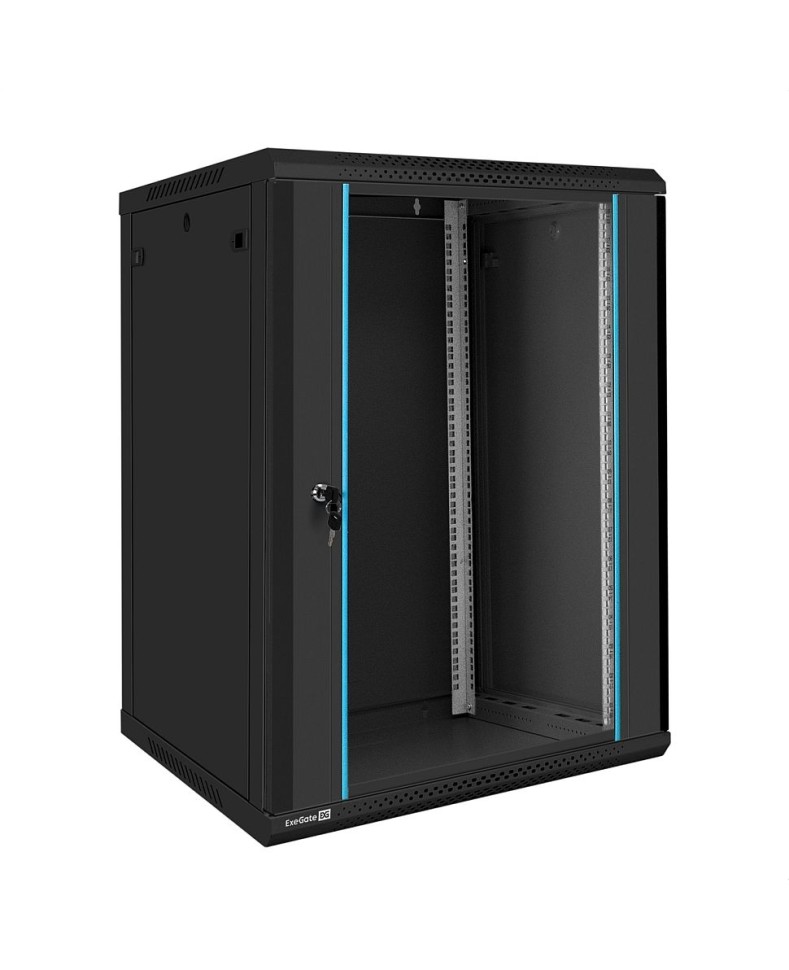 Шкаф настенный 19", 18U, 600x600x901мм, стеклянная дверь, разборный, черный Шкаф настенный 19", 18U, 600x600x901мм, стеклянная дверь, разборный, черный