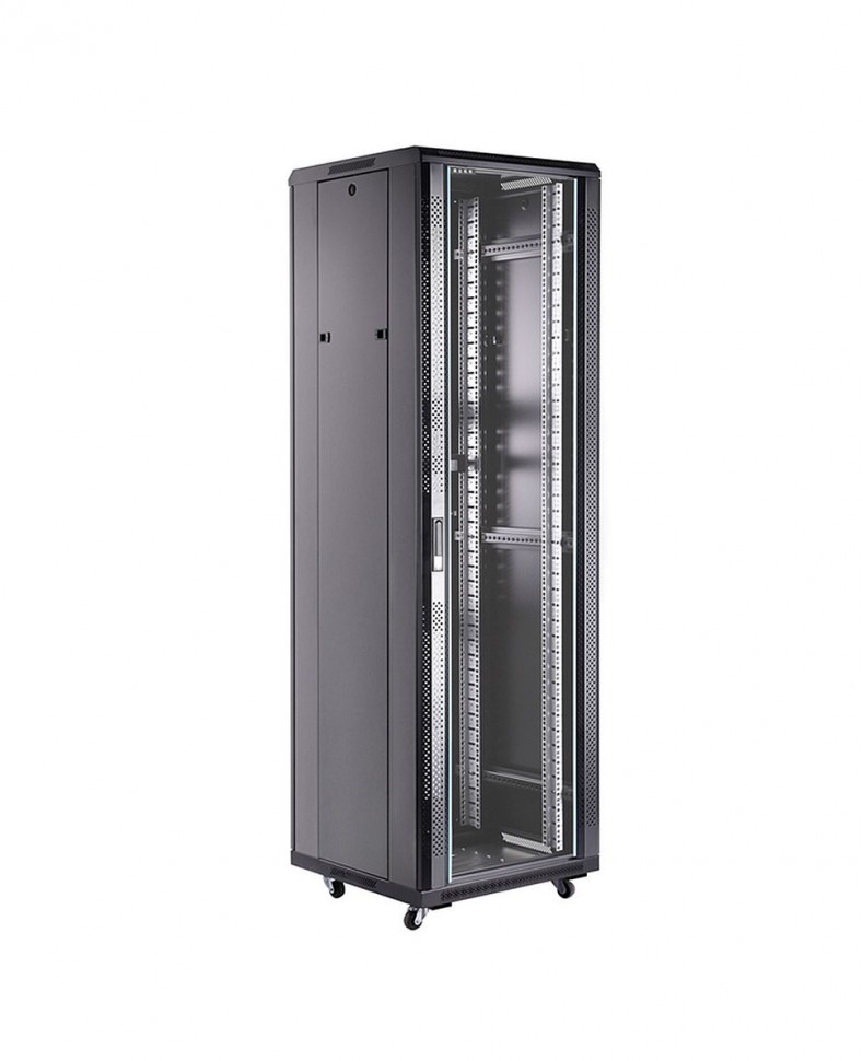 Шкаф напольный FS6642 19", 42U, 600х600x2055мм, стекл. дверь, чёрный Шкаф напольный FS6642 19", 42U, 600х600x2055мм, стекл. дверь, чёрный