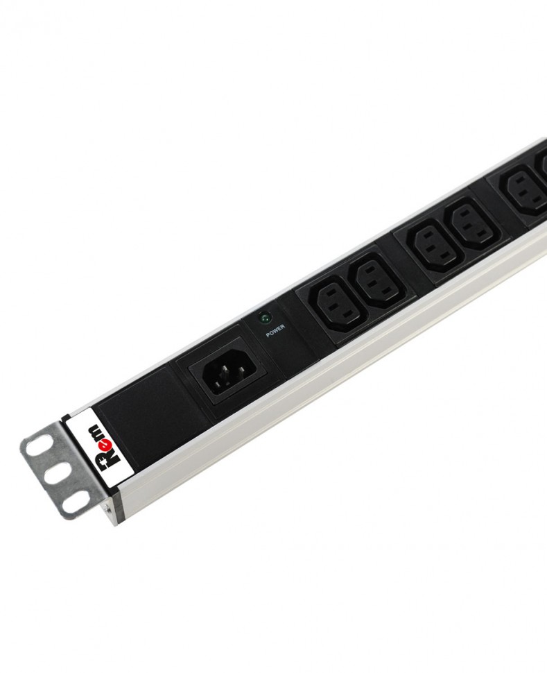 Блок розеток Rem-10 без шнура с инд., 10  IEC 60320 C13, вход IEC 60320 C14, 10 A, алюм., 19"