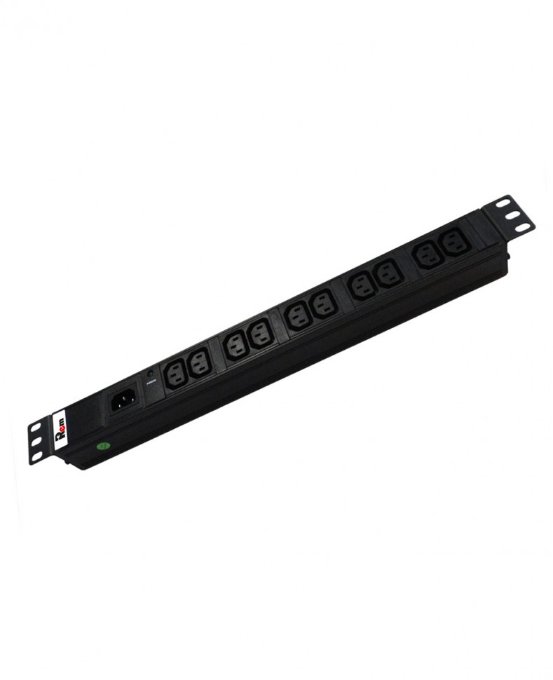 Блок розеток Rem-10 без шнура с инд., 10  IEC 60320 C13, вход IEC 60320 C14, 10 A, алюм., 19"