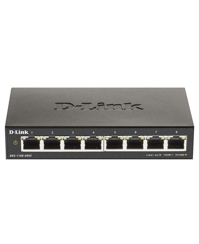 Коммутатор гигабитный управляемый D-Link DGS-1100-08V2 с 8 портами 10/100/1000Base-T
