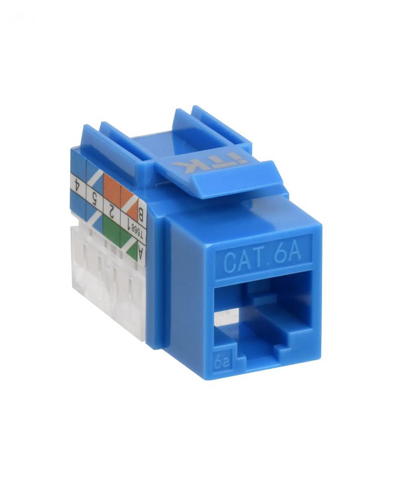 Модуль Keystone ITK RJ-45 (8P8C), кат.6A, IDC 110, 90°, синий