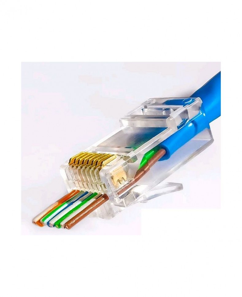 Коннектор RJ-45 (8P8C) кат.5е со сквозным отверстием EZNetko