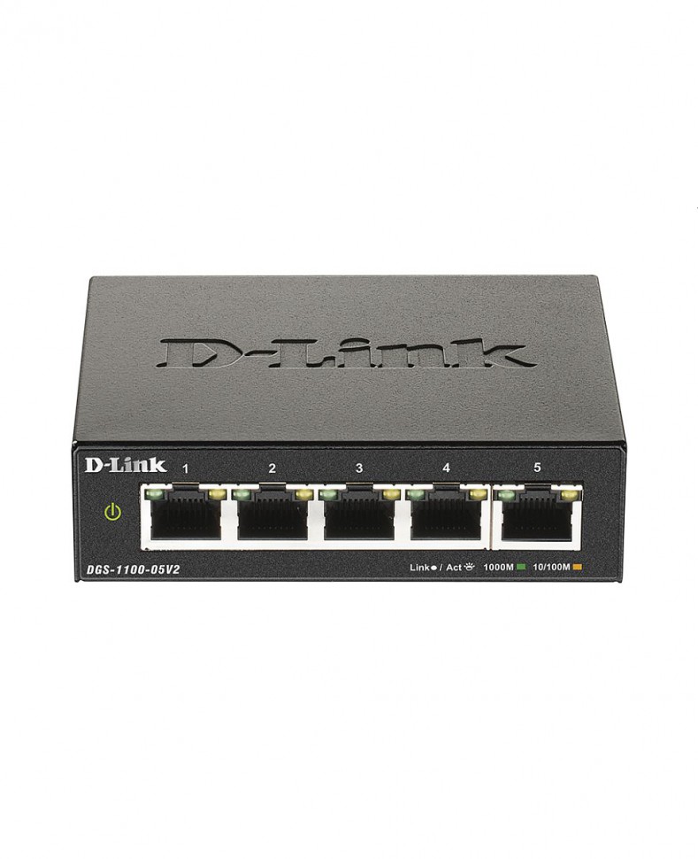 Коммутатор гигабитный управляемый D-Link DGS-1100-05V2 с 5 портами 10/100/1000Base-T