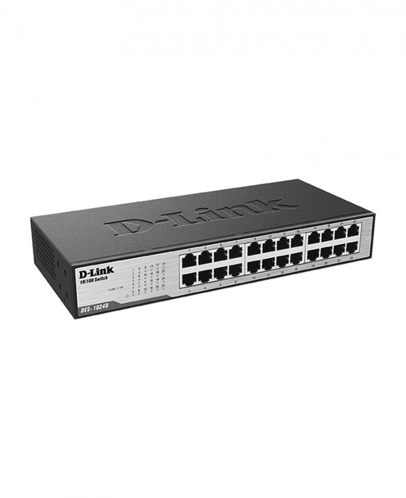 Коммутатор неуправляемый D-Link DES-1024D с 24 портами 10/100BASE-TX и функцией энергосбережения