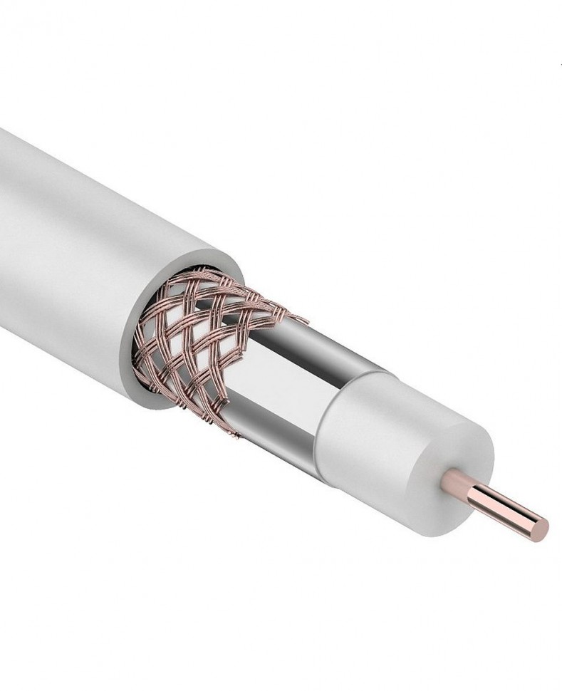 Кабель коаксиальный Proconnect RG-6U, 75 Ом, (CU,оплетка CU), ПВХ, белый