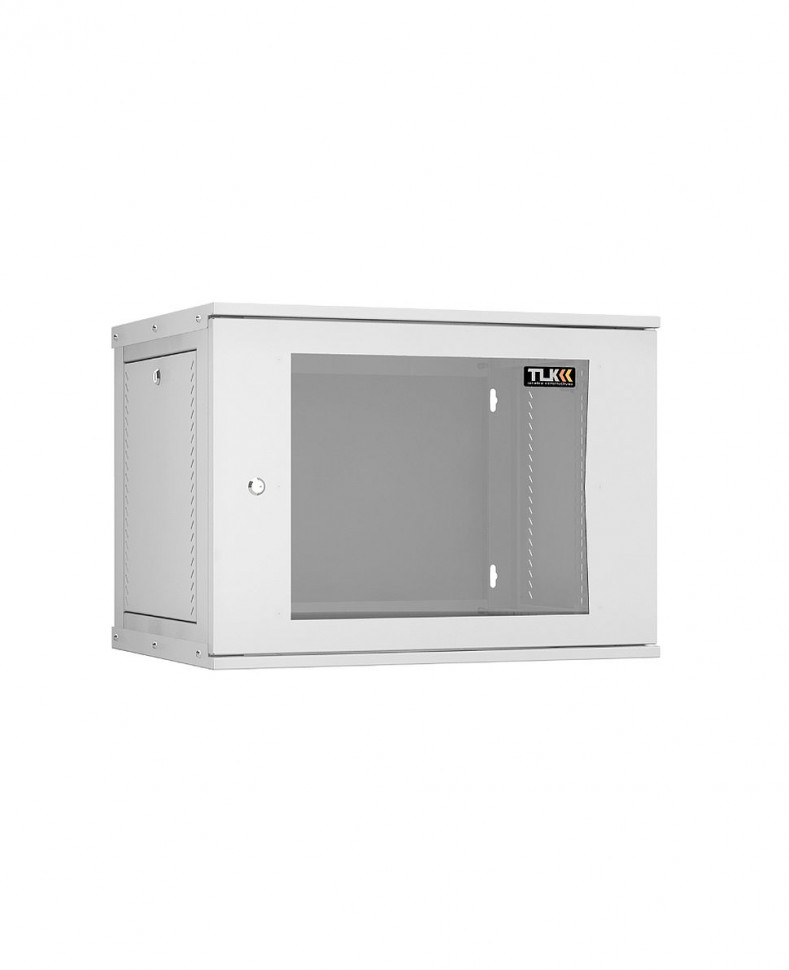 Шкаф настенный 19", 9U, 600x450x436мм, стеклянная дверь, разборный, серый