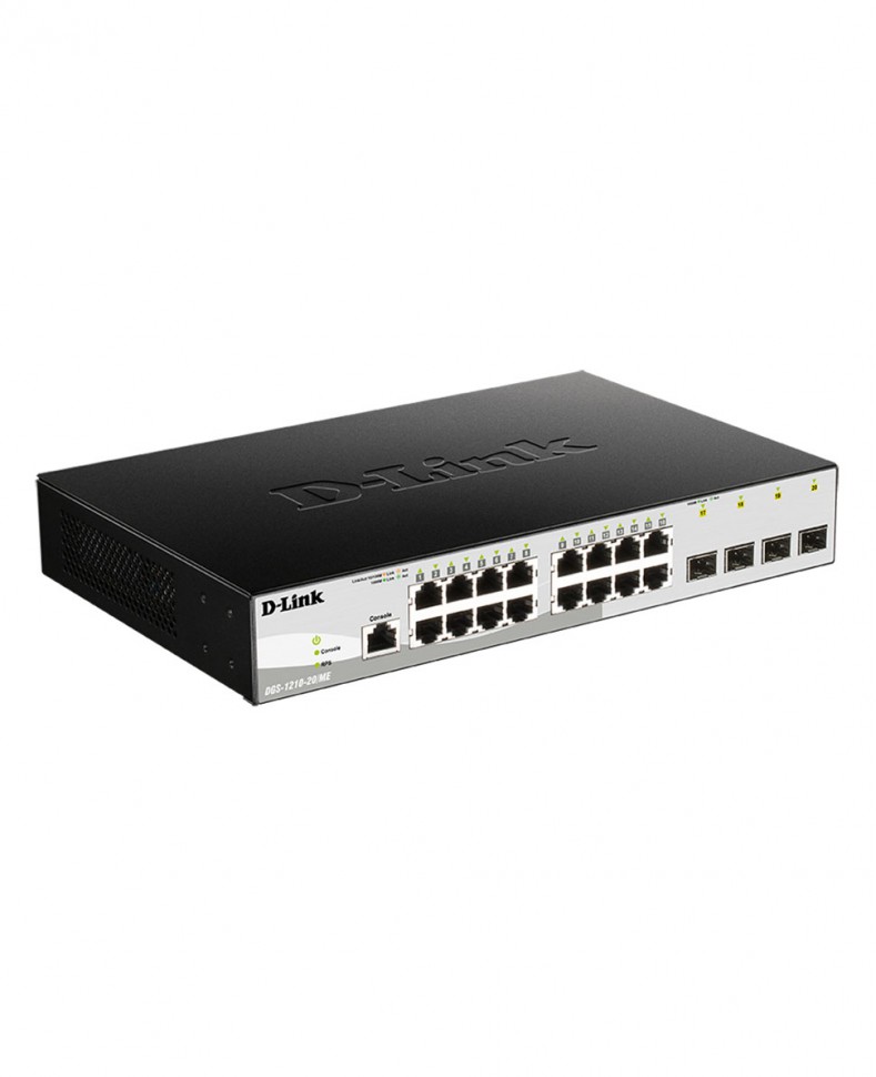 Коммутатор гигабитный управляемый D-Link DGS-1210-20/ME с 16 портами 10/100/1000Base-T и 4 портами 1000Base-X SFP