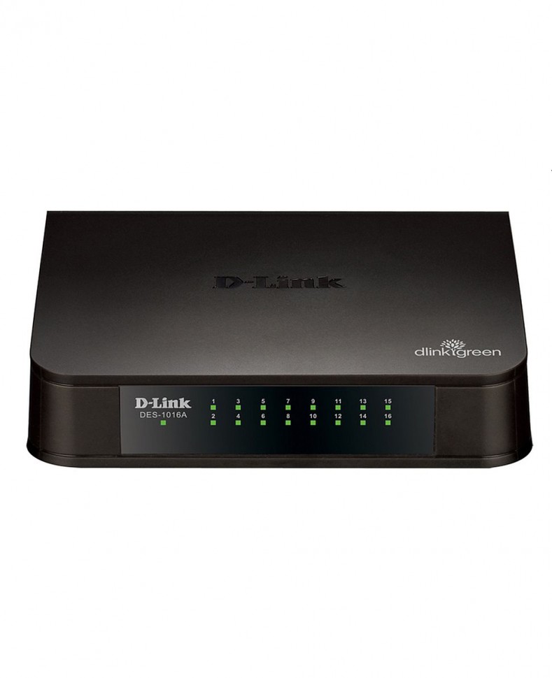 Коммутатор неуправляемый D-Link DES-1016A/E1B с 16 портами 10/100Base-TX и функцией энергосбережения