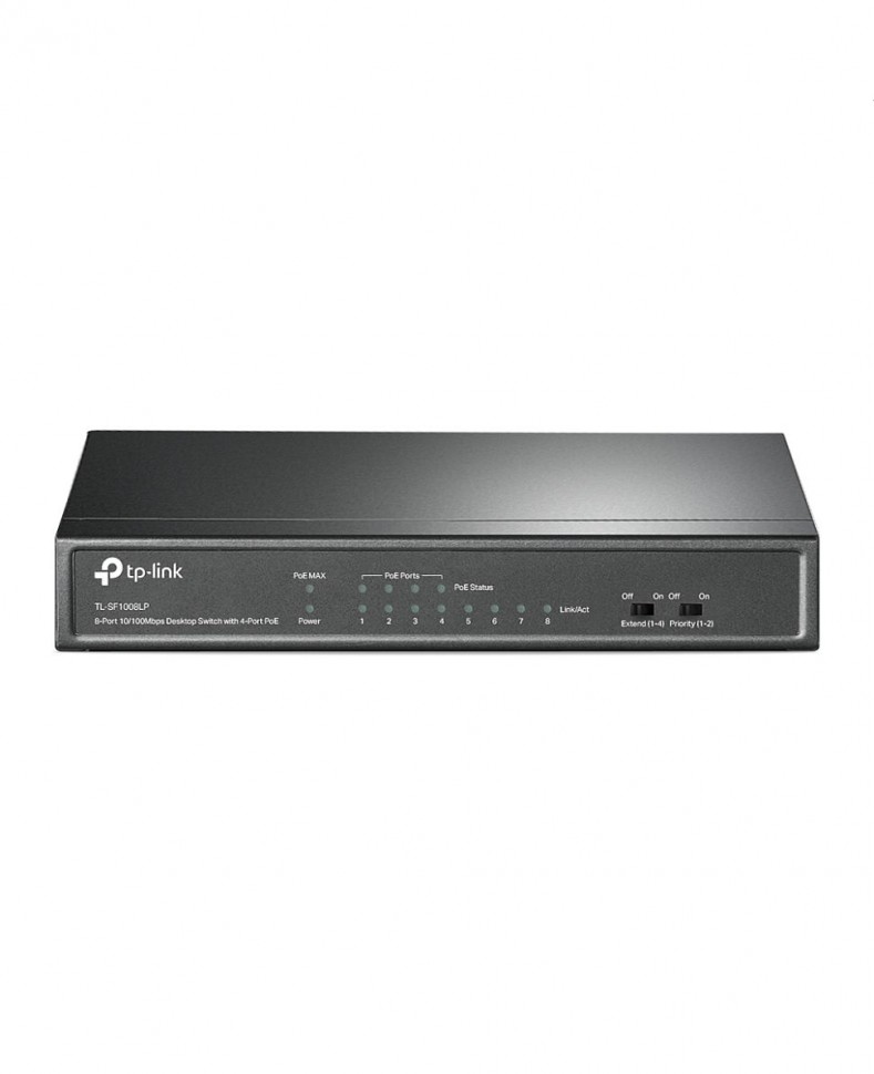 Коммутатор неуправляемый TP-Link TL-SF1008LP с 8 портами 10/100Base-TX (4 порта с поддержкой PoE+)
