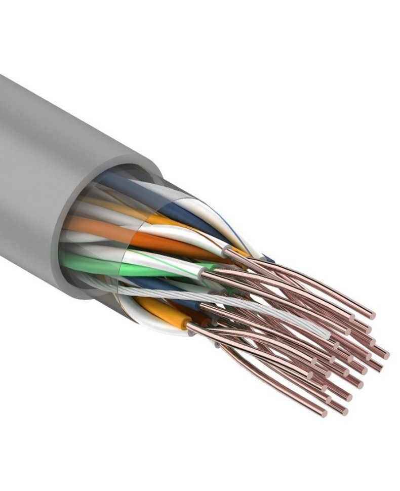 Кабель UTP витая пара категории 5e, 10 пар, 24AWG, медь, для внутренней прокладки, PVC, серый, 305м