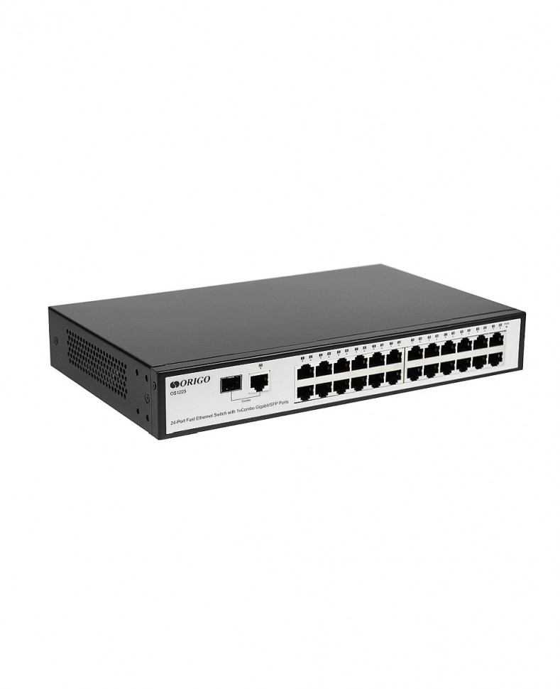 Коммутатор неуправляемый ORIGO OS1225/A1A с 24 портами 10/100Base-TХ и 1 комбо-портом 10/100/1000BASE-T/SFP