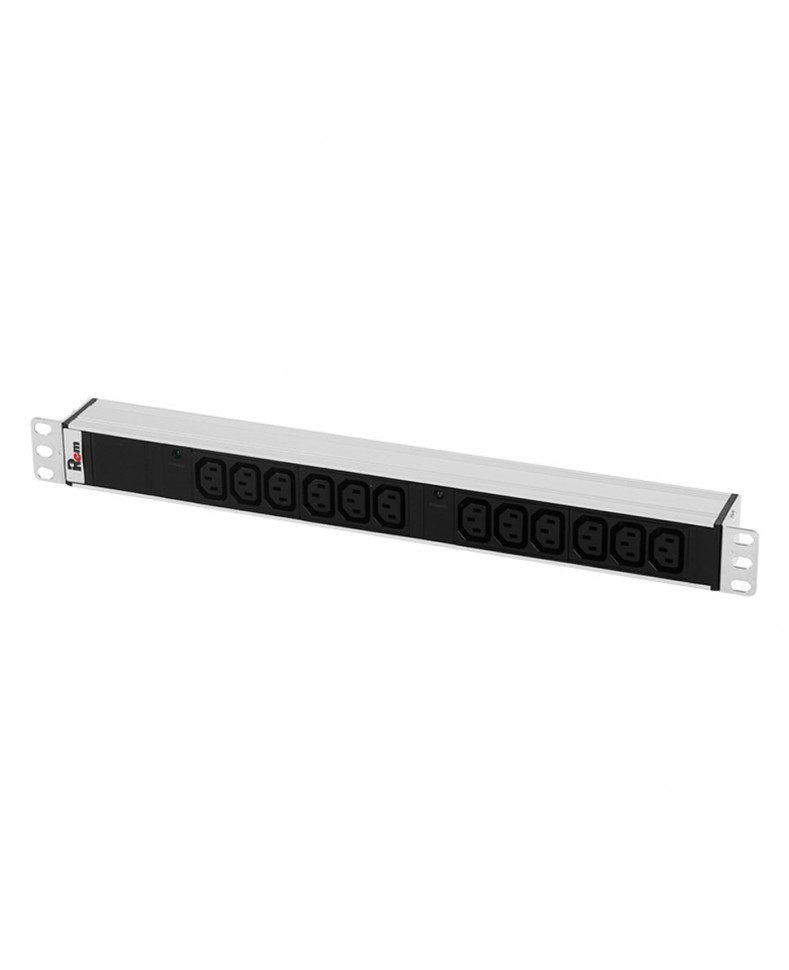 Блок розеток Rem-32 с инд., 12 IEC 60320 C13, 32 А, алюм., 19", колодка