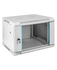 Шкаф настенный 19", 6U, 600x450x370мм, стеклянная дверь, разборный, серый
