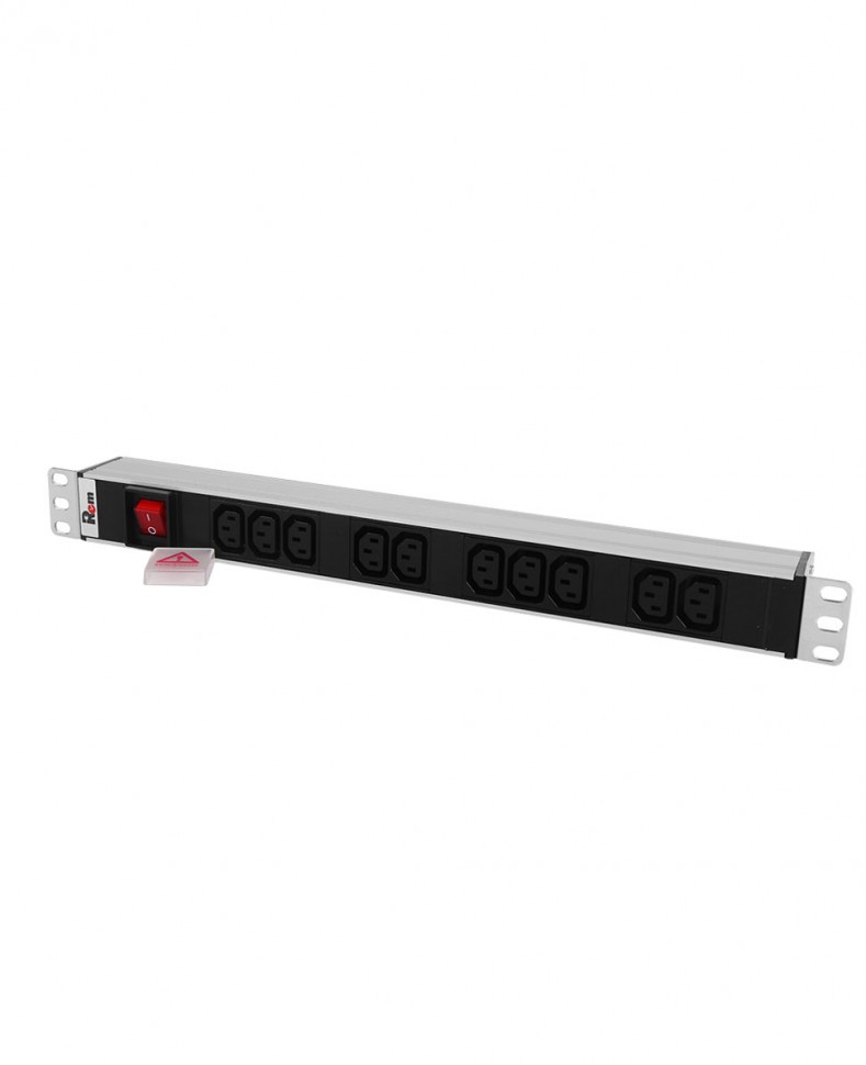 Блок розеток Rem-10 без шнура с выкл., 10  IEC 60320 C13, вход IEC 60320 C14, 10 A, алюм., 19"