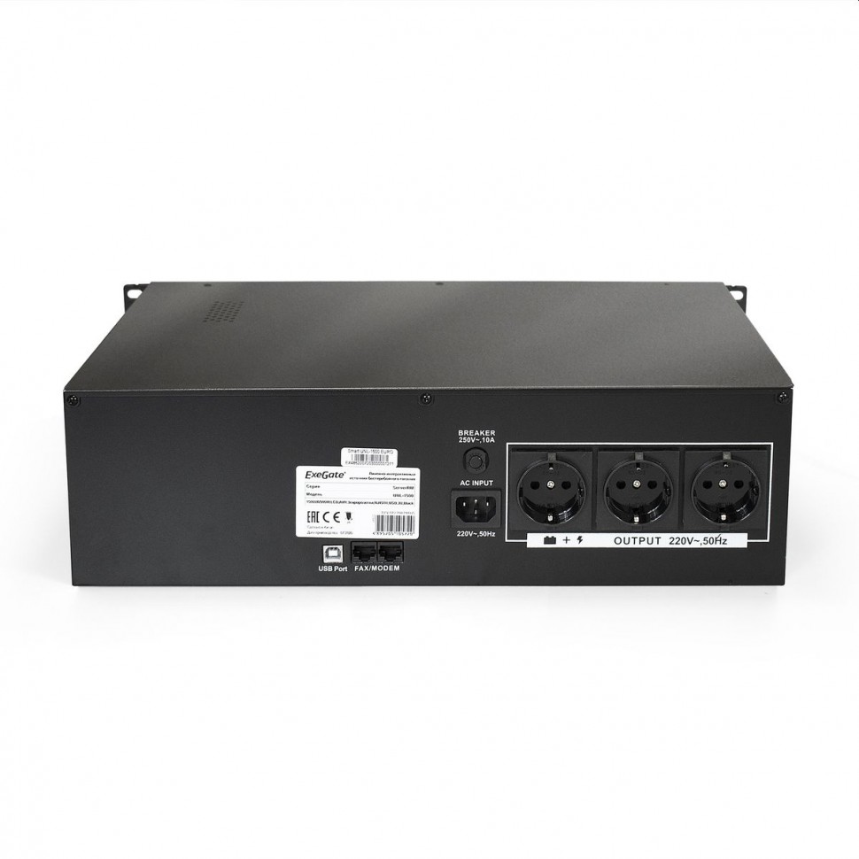 ИБП Exegate Power RM Smart UNL-1500 LCD 1500VA, Black, 2U, 3 евророзетки, USB		