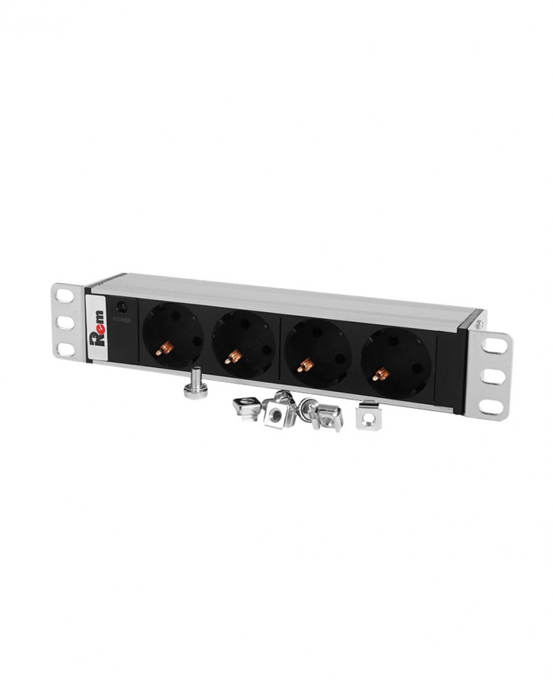 Блок розеток Rem-10 без шнура с инд., 4 Sсhuko, вход IEC 60320 C14, 10 A, алюм., 10" Блок розеток Rem-10 без шнура с инд., 4 Sсhuko, вход IEC 60320 C14, 10 A, алюм., 10"