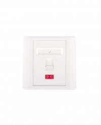 Настенная лицевая панель NETLAN под 1 модуль типа Keystone, с подрамником, со шторкой, белая