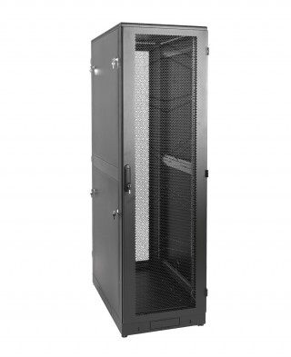 Шкаф серверный напольный 42U (600 × 1200) дверь перфорированная, задние двойные перфорированные, цвет черный