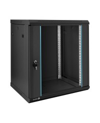 Шкаф настенный 19", 12U, 600x450x635мм, стеклянная дверь, разборный, черный