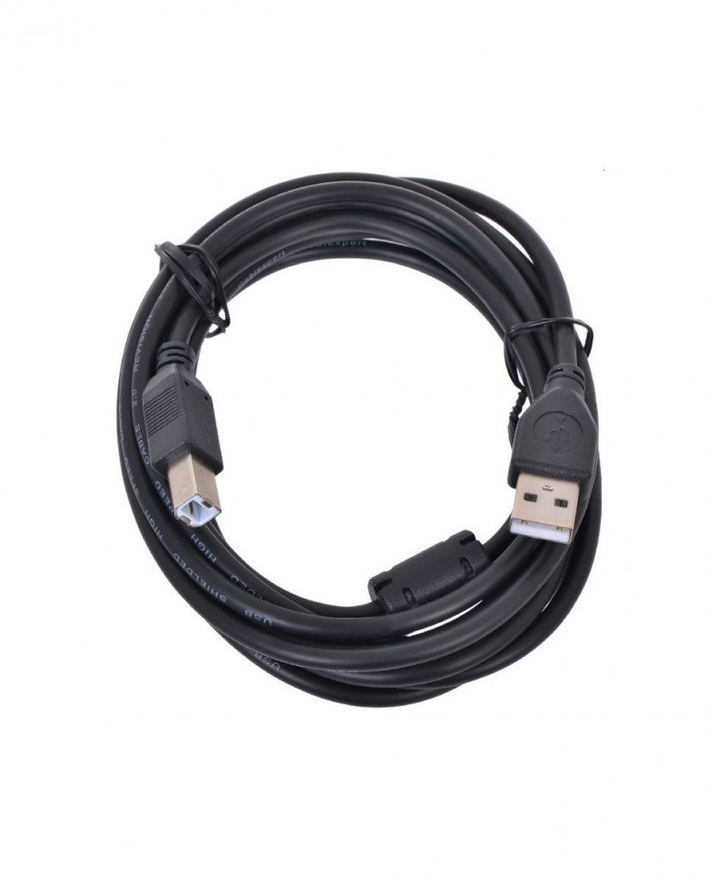 Кабель соединительный Bion USB 2.0 Am-Bm, позолоченные контакты, ферритовые кольца, 3м, черный