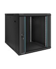 Шкаф настенный 19", 12U, 600x600x635мм, стеклянная дверь, разборный, черный