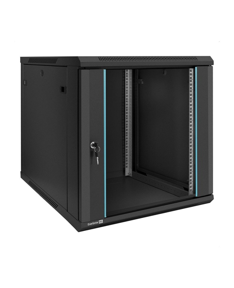 Шкаф настенный 19", 12U, 600x600x635мм, стеклянная дверь, разборный, черный Шкаф настенный 19", 12U, 600x600x635мм, стеклянная дверь, разборный, черный