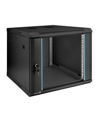 Шкаф настенный 19", 9U, 600x600x500мм, стеклянная дверь, разборный, черный
