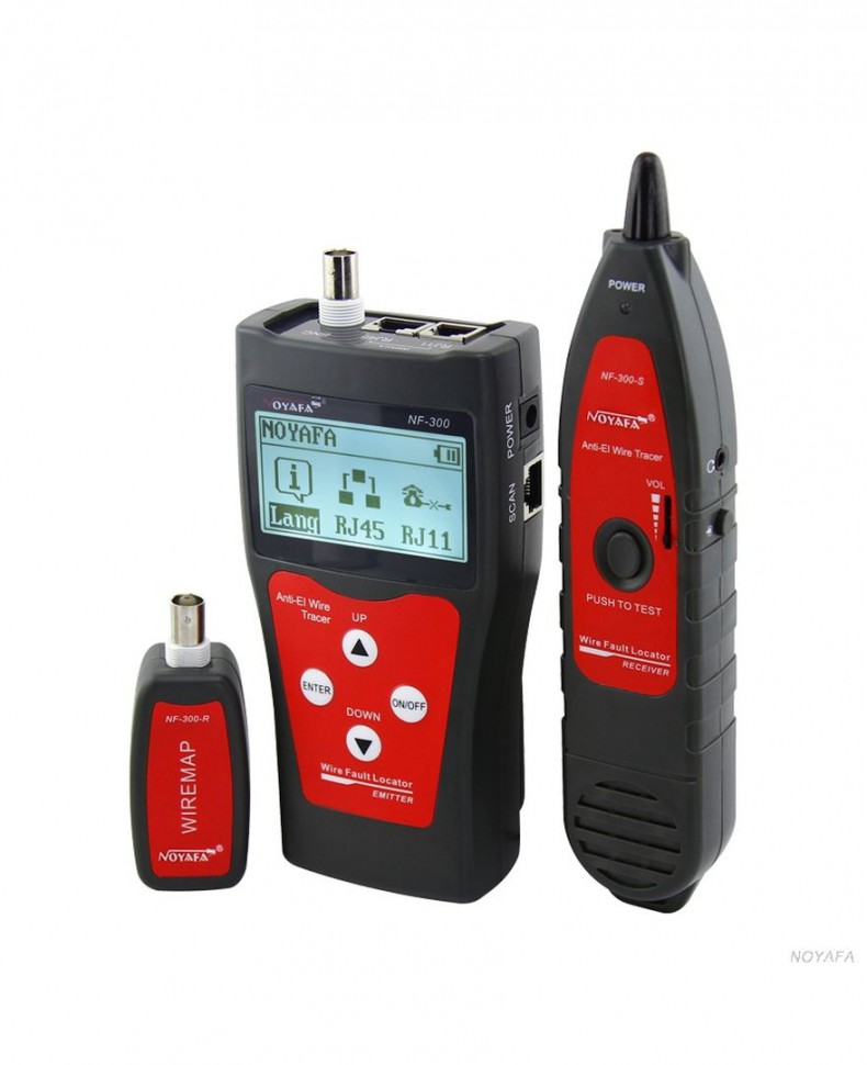 Цифровой кабельный тестер - трассоискатель NF-300 c LCD экраном (RJ-45, RJ-11, BNC, USB) измерение длины кабеля до обрыва